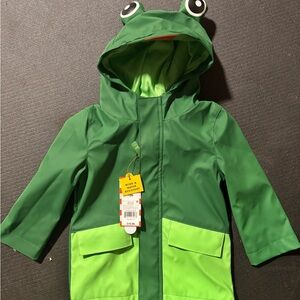 Children's Frog Hooded Raincoat - Green